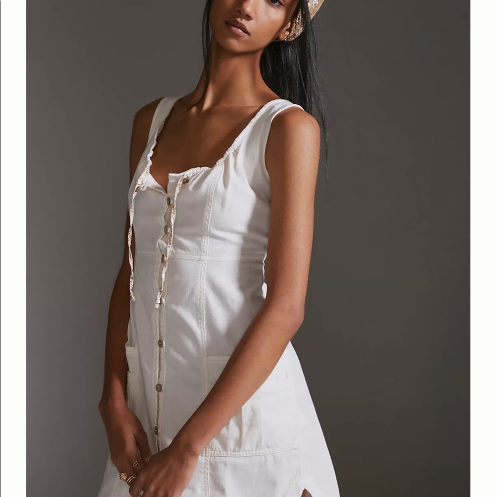 Pilcro Mini Button Down Dress in Army Green - Picture 5 of 6